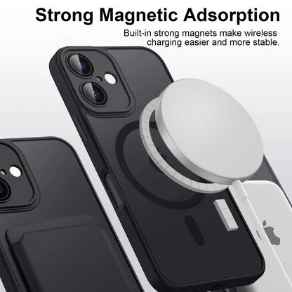 Luxury Magnetic Matte Translucent Armor Shockproof Case For iPhone 11 12 13 14 15 16 For Magsafe Wireless Charge Cover