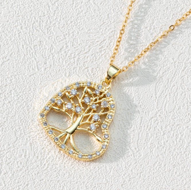 Tree Of Life Necklace Rhinestone Chain Pendant Jewelry Birthday Party Valentine's Day Gifts