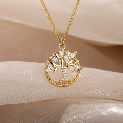 Tree Of Life Necklace Rhinestone Chain Pendant Jewelry Birthday Party Valentine's Day Gifts